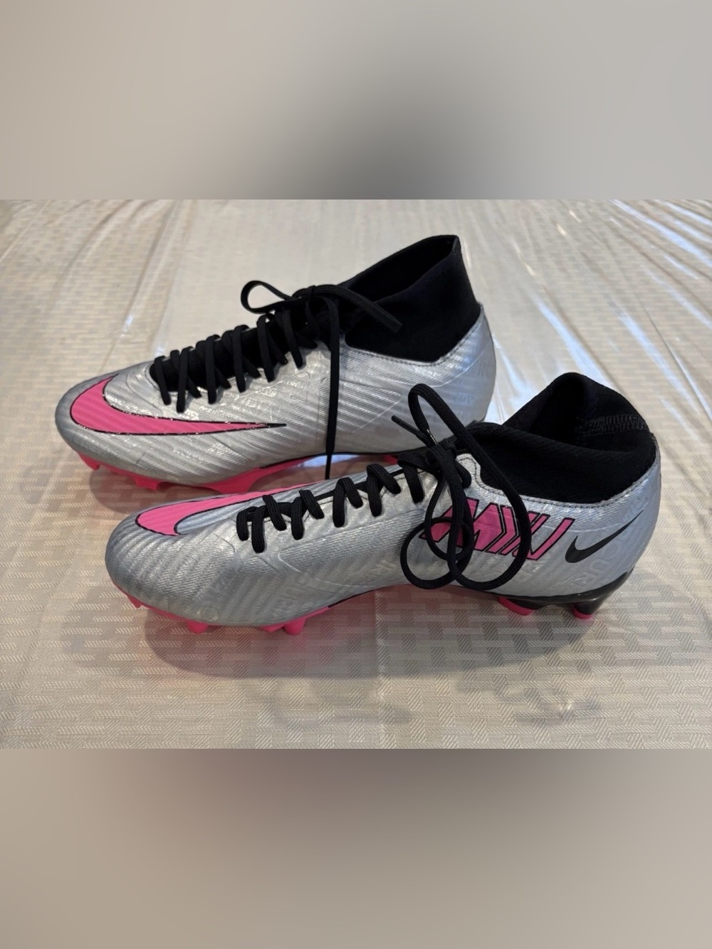 Nike Zoom Mercurial Superfly 9 Academy XXV FG/MG Silver-Pink Soccer Cleats 7.5